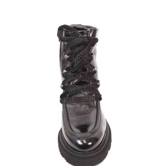 Luca Grossi 001a Black Patent Leather Zip-Up Lace-Up Ankle Boots - Picture 7 of 8